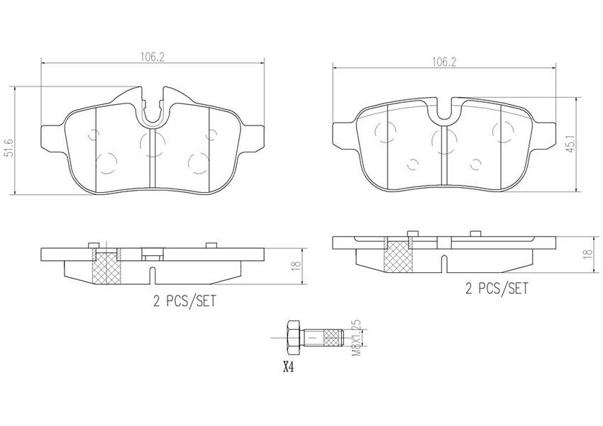 Brembo Disc Brake Pad Set - Rear (Ceramic)